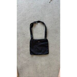 PRADA Nylon Black Messenger Crossbody Bag Logo